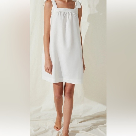 Copper Key A Line Dress White Linen and Cotton Size Large Pockets Lined - Picture 1 of 10